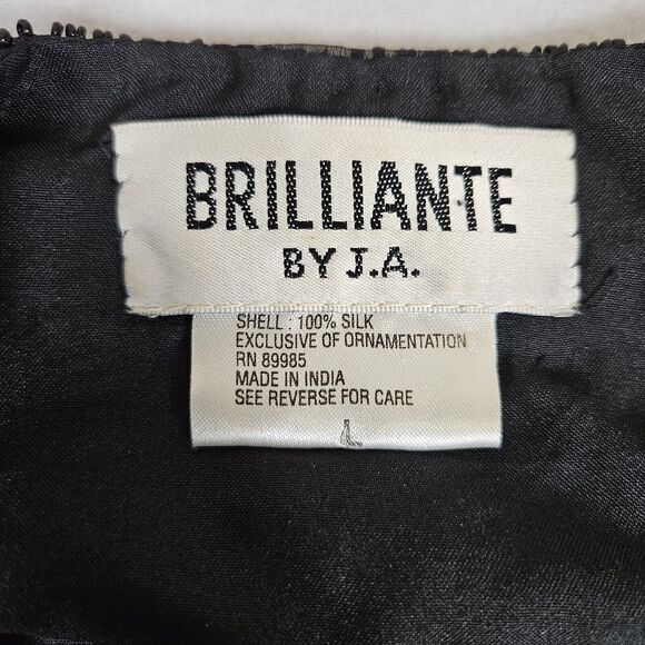 Vintage Beaded Silk Jacket Duster Coat Large Elegant Black Party Wedding Blazer - Picture 10 of 16